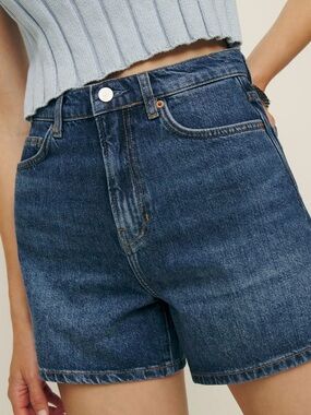 Reformation “Wilder” High-Rise Dark Blue Denim Women's Jeans Shorts